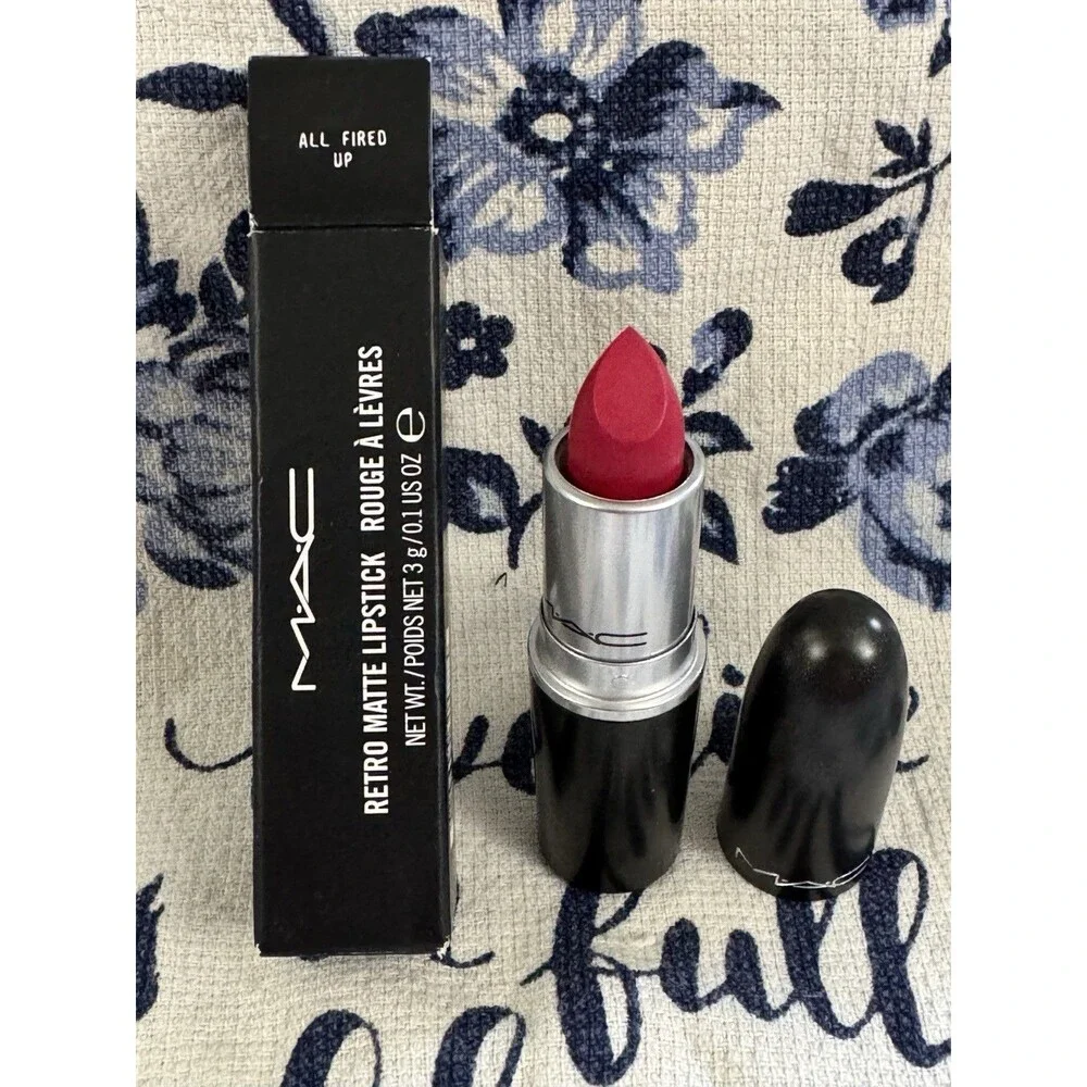 MAC Retro Matte Lipstick ALL FIRED UP Bright Fuchsia Pink NIB A15